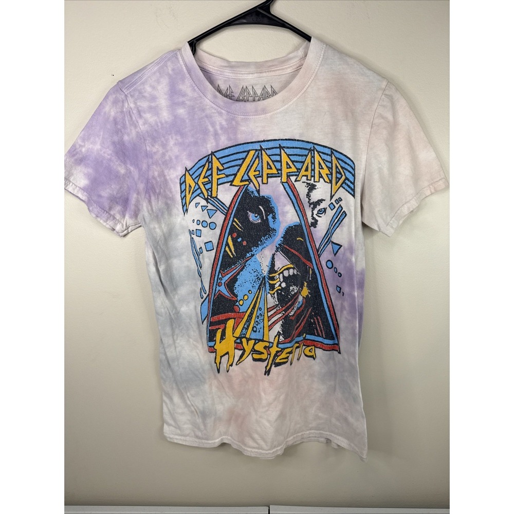 Def Leppard Shirt Mens Medium Tie Dye Purple Hysteria Tour Band Rock Graphic Tee